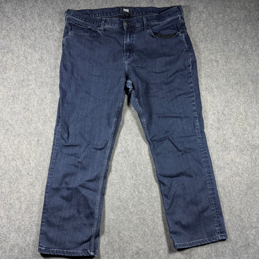 Paige Mens Federal Dark Blue Straight Leg Stretch Jeans Size 38x25‎ USA Made